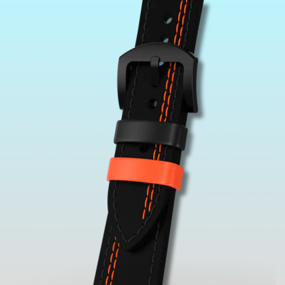 Black & Orange Adjustable Leather Strap