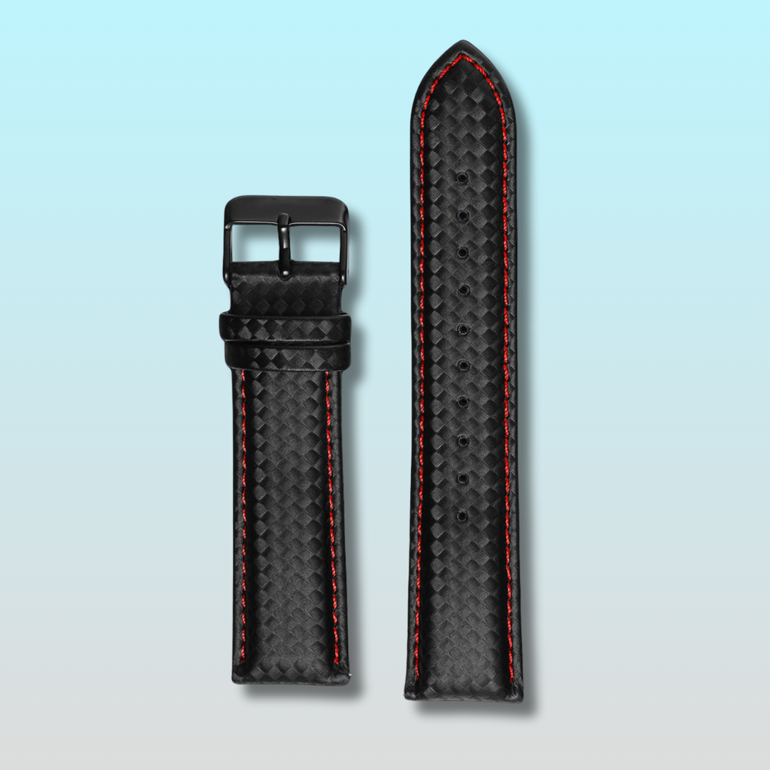 Black & Red Adjustable Carbon Fibre Strap