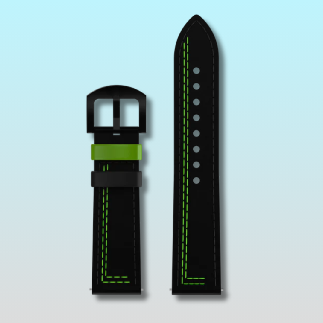 Black & Green Adjustable Leather Strap