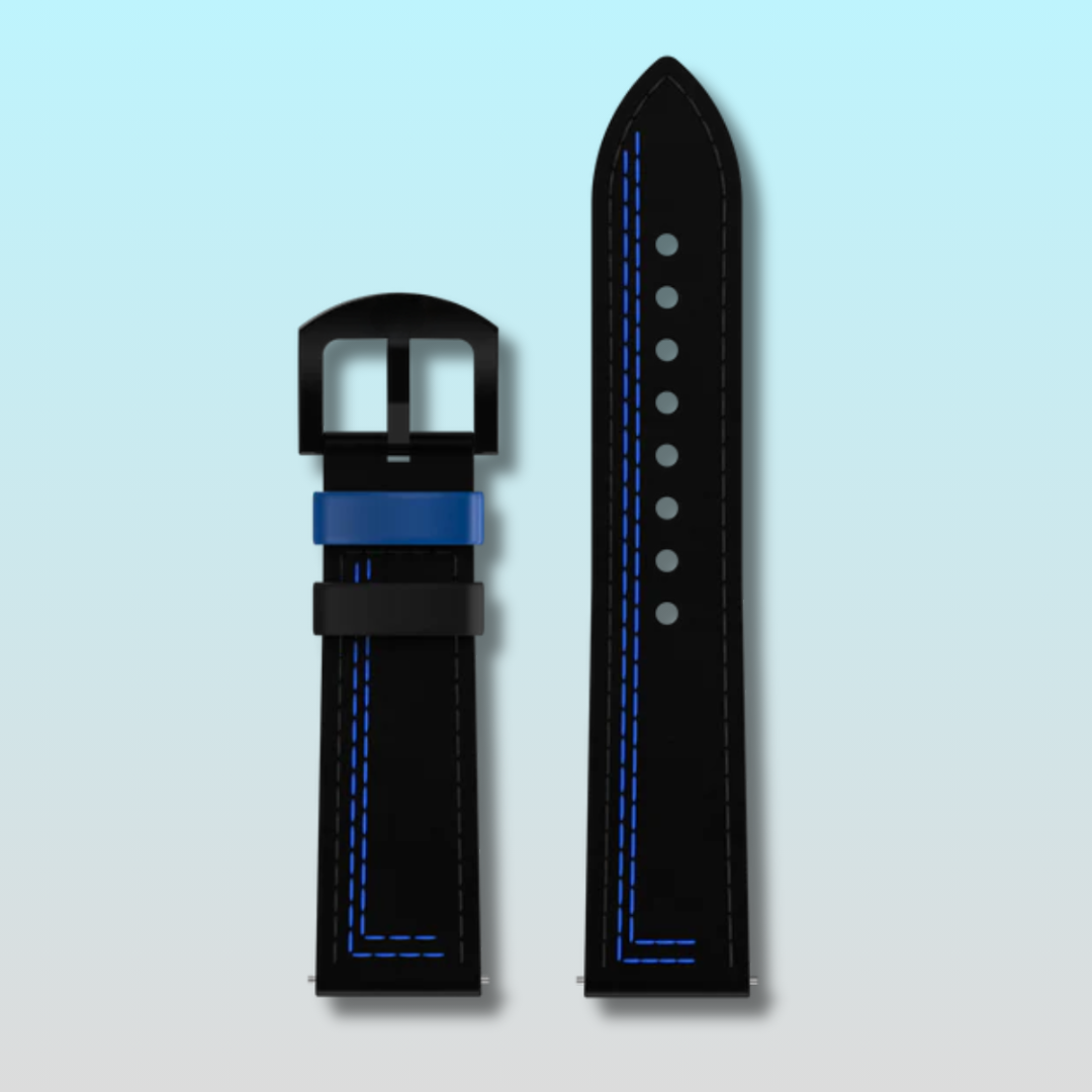 Black & Blue Adjustable Leather Strap