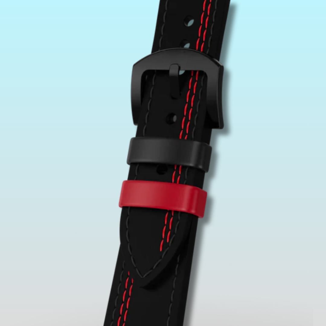 Black & Red Adjustable Leather Strap