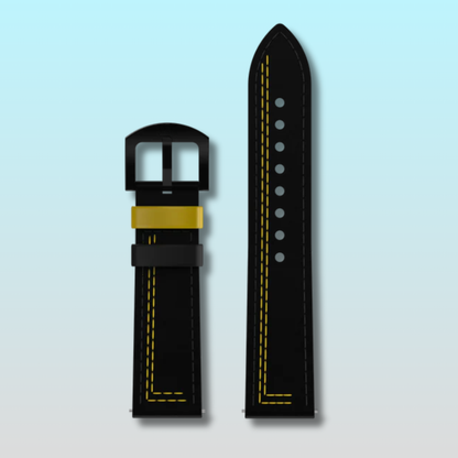 Black & Yellow Adjustable Leather Strap