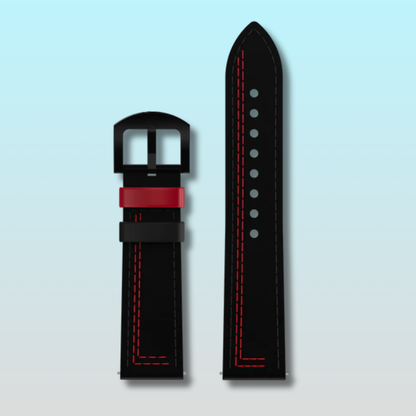 Black & Red Adjustable Leather Strap