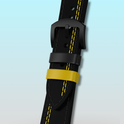 Black & Yellow Adjustable Leather Strap